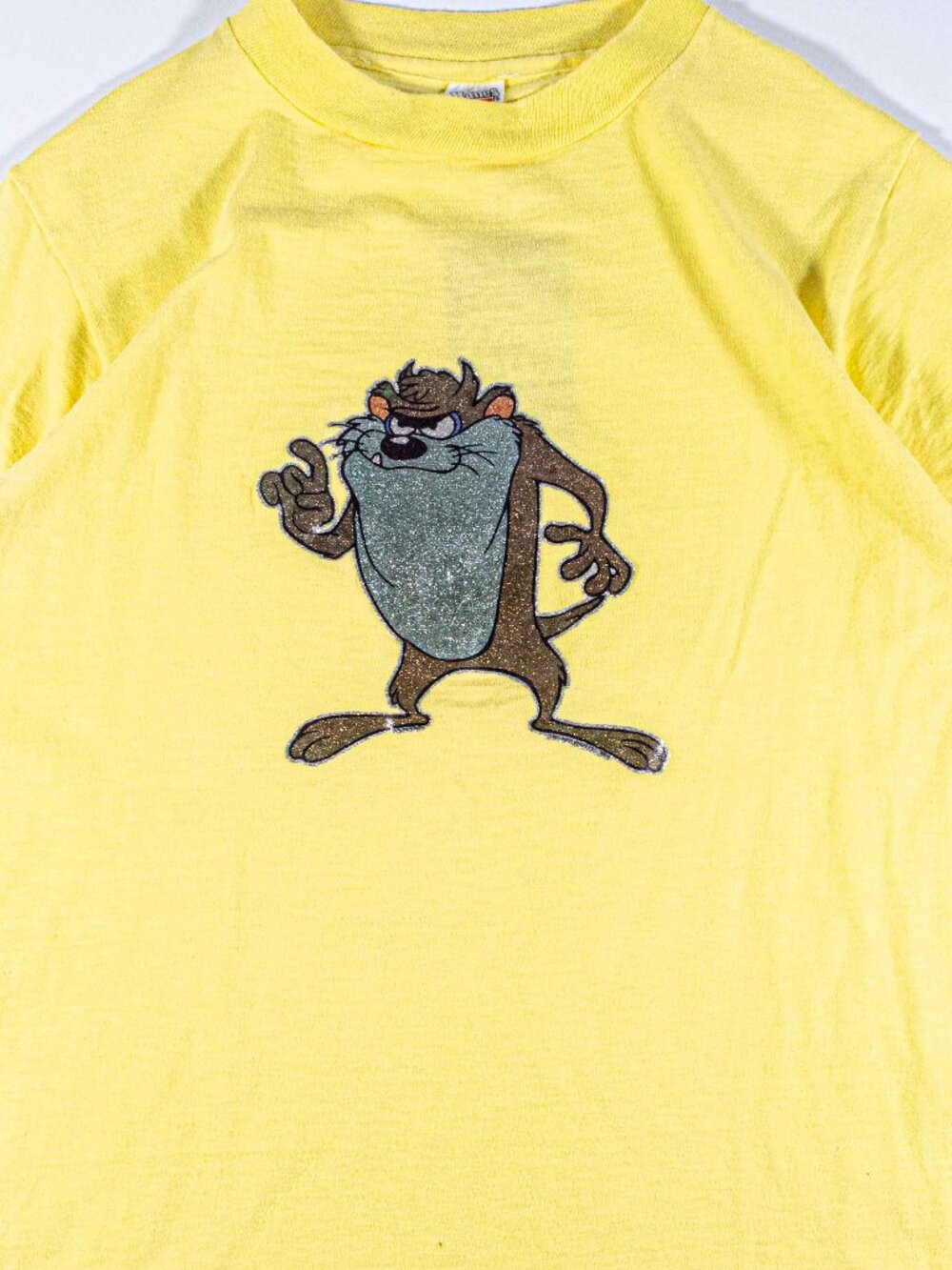 Vintage 70s Looney Tunes Taz Glitter Iron On T Shirt Small Hanes Beefy Roach